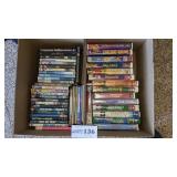 Box of CDs and VHS classic movies