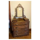 4 drawer antique dresser w/mirror, hankie drawers
