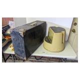 Metal suitcase w/trim, step stool