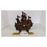Cast iron sailing galleon door stop