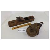 Wood block plane and wood pulley