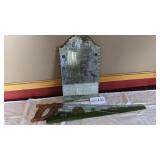 Painted hand saw, beveled mirror
