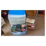 Tote of books, 3 drawer storage, cooler