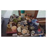 5 boxes vases, cups, planters, tupperware