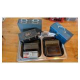 2 cash boxes, tool box, tackle box, kitchen sink