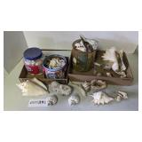 Sea shells, coral, geode