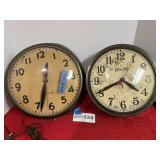 2 electric wall clocks 14'