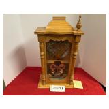 Korean wall clock, has finials and asst. hardware