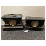 2 mantel clocks, one heavy cast iron