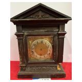 Large German antique shelf clock, 16'