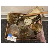 Box of several anniversary clocks and globes