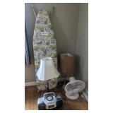 Lamps, fan, boom box, ironing board