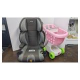 Car seat (expires 2/2028), kids shopping cart