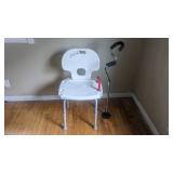 Shower chair and walking cane