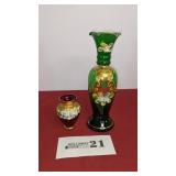 Emerald green bud base and ruby enamel