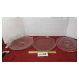 Glass trays and bowl
