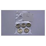 5 1974 Kennedy Half Dollars - AU condition