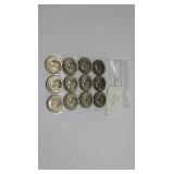 12 1972 Kennedy Half Dollars - AU condition