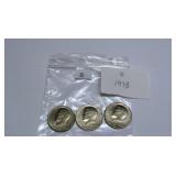 3 1973 Kennedy Half Dollars - AU condition