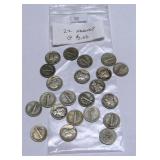 22 Assorted Mercury Dimes worth $2.50 each