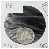 1925 D Mercury Silver Dime VG8