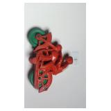 Vintage Auburn red with green wheel motorcycle