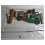 Bag of Antique Wood Game Pieces