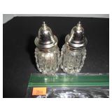 Antique Crystal With Chrome top Salt and Pepper