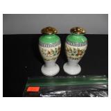 Gold & Green Floral Design Salt and Pepper