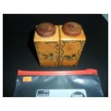 Wood Rooster Salt and Pepper Shakers