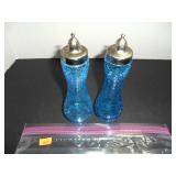 Kanawha Aqua Blue Glass Salt and Pepper Shakers