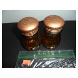 Vintage Clear Glass & Copper Salt and Pepper