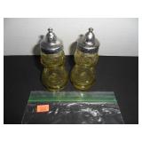 Vintage Green Salt and Pepper Shakers