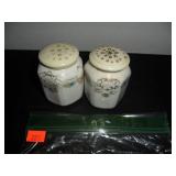 White With Flowers Salt and Pepper Shakers