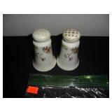 White With Flowers Salt and Pepper Shakers