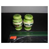Antique Green & white Salt and Pepper Shakers