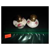 White with Rose Salt and Pepper Shakers