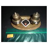 3 Piece Gold Plate with 2 Vases Salt and Pepper