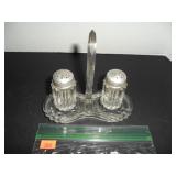 Cut Glass with holder Salt and Pepper Shakers