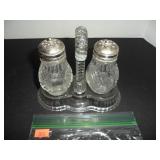 Cut Glass with holder Salt and Pepper Shakers
