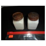 Nautical white milk glass Salt and Pepper Shakers