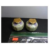 Green & Gold with purple flowers Salt and Pepper