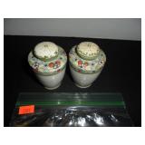 White & Green with flowers Salt and Pepper