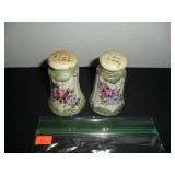 Green with white flowers Salt and Pepper Shakers