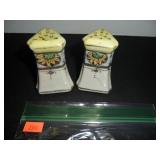 White & Green Salt and Pepper Shakers