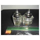 Glass with Sterling Silver lids Salt and Pepper