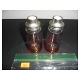 Vintage Rose Design Glass Salt and Pepper Shakers