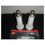 Tall White Salt and Pepper Shakers