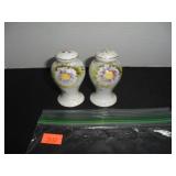 White with Floral Designs Salt and Pepper Shakers
