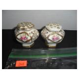 White & Gold with floral design Salt and Pepper